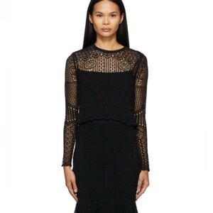 BNWT Alexander McQueen Black Patchwork Lace Top, size M